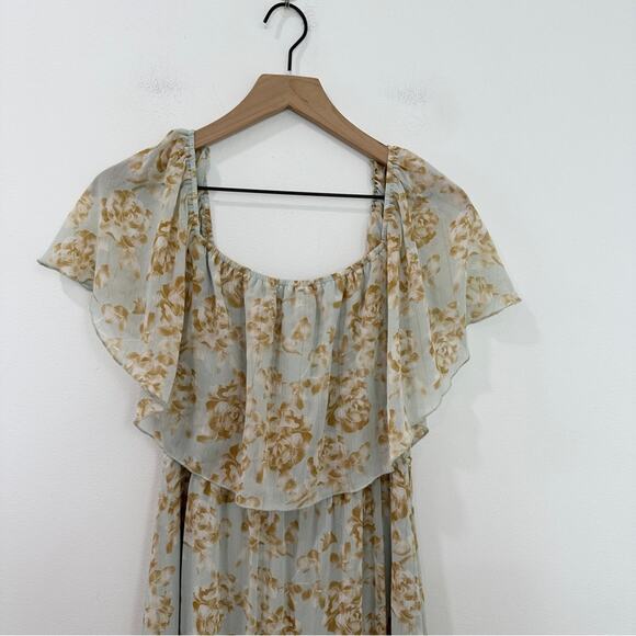 Aakaa Floral Off The Shoulder Tiered Floral Maxi Dress Bump friendly size Medium - Picture 3 of 7